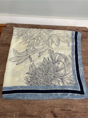Blue Floral Scarf 36"X36"
